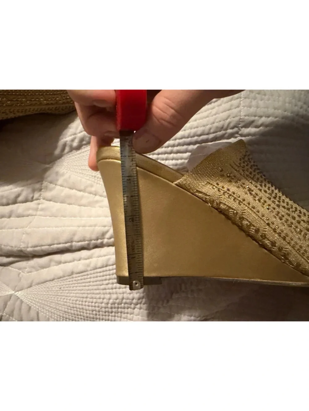 Lauren Lorraine Gold Beaded Wedge Heels Size 10